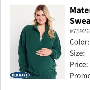 NWT Maternity Half-Zip Fleece Sweatshirt